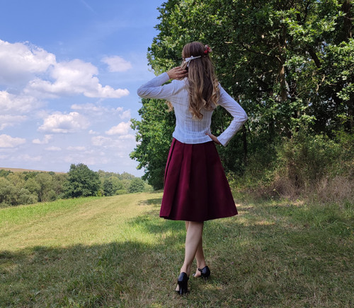 Manšestrová Bordó Sukně — foto 2