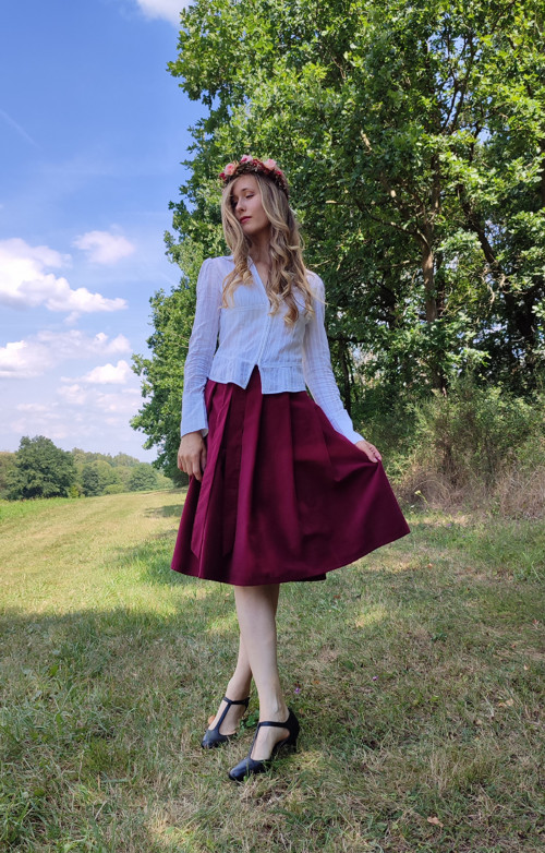 Manšestrová Bordó Sukně — foto 3