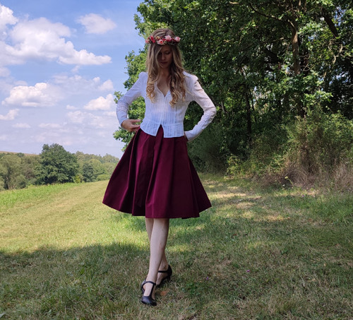 Manšestrová Bordó Sukně — foto 2