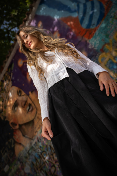 Manšestrová Maxi Sukně - Černá — foto 2