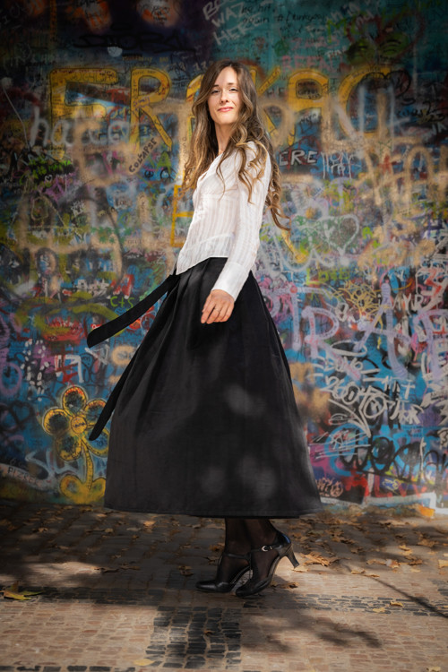Manšestrová Maxi Sukně - Černá — foto 3