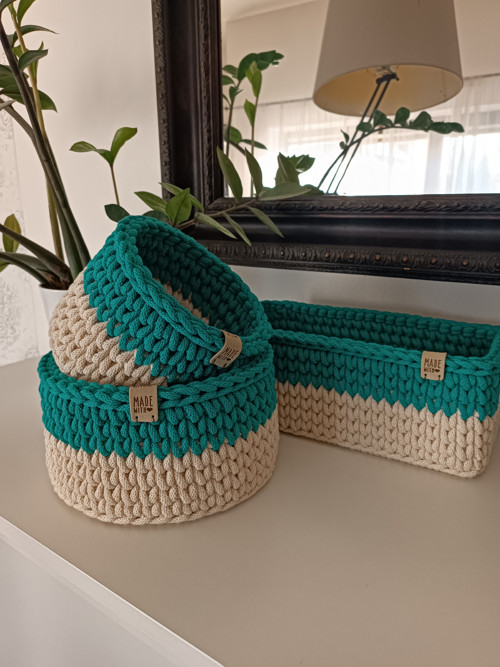 HÁČKOVANÉ KOŠÍKY SET 3 KS — foto 3