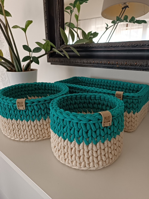 HÁČKOVANÉ KOŠÍKY SET 3 KS — foto 2