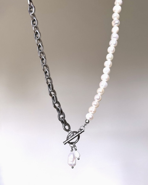 Náhrdelník perlový ocelový — foto 3