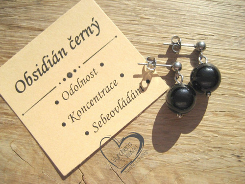 Náušnice Puzety - Nerez Ocel - Obsidián Černý — foto 2