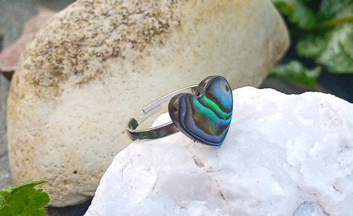 Prstýnek z abalone shell perletě chirurgická ocel — foto 2