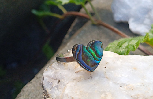Prstýnek z abalone shell perletě chirurgická ocel — foto 4