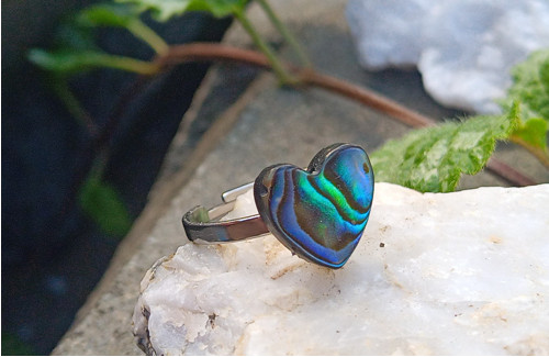 Prstýnek z abalone shell perletě chirurgická ocel — foto 3