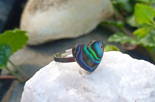 Prstýnek z abalone shell perletě chirurgická ocel — foto 6