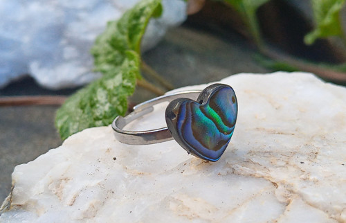 Prstýnek z abalone shell perletě chirurgická ocel — foto 5