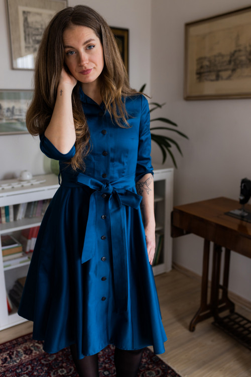 Košilové šaty SARA, kachní modř — foto 2