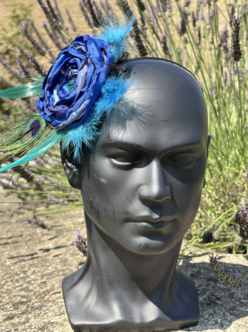 Fascinátor modré paví pero — foto 2