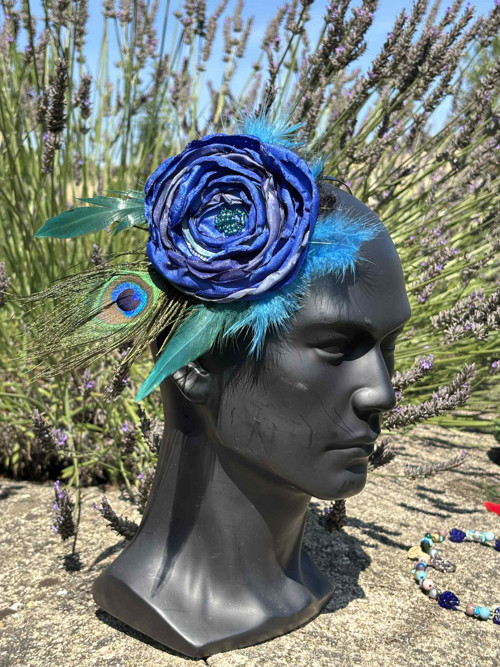 Fascinátor modré paví pero — foto 4