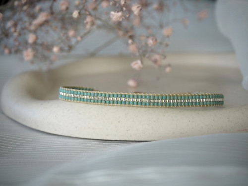 Miyuki tkaný náramek "Silver Stream" — foto 3