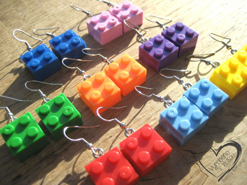 NÁUŠNICE - KOSTKY LEGO světle modré — foto 3
