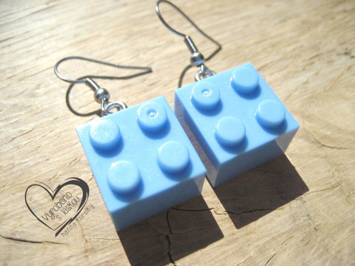 NÁUŠNICE - KOSTKY LEGO světle modré — foto 2