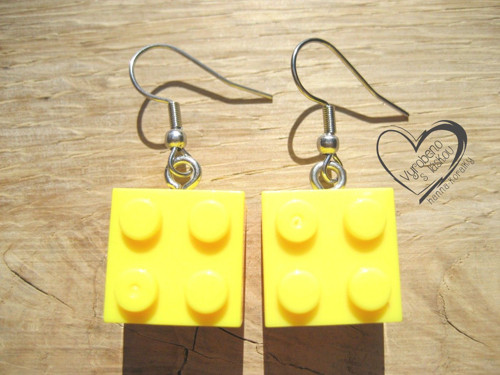 NÁUŠNICE - KOSTKY LEGO žluté — foto 2