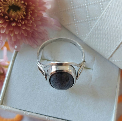 Stříbrný prsten-obsidian — foto 4