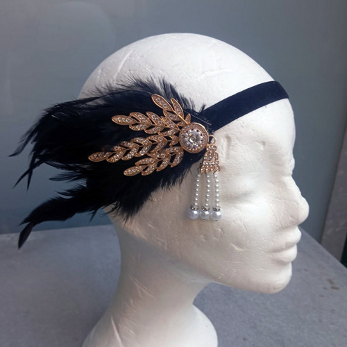Great Gatsby Black Crystal ... čelenka — foto 4