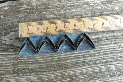 Stříšky ...dřevěné razítko na textil, modrotisk — foto 3