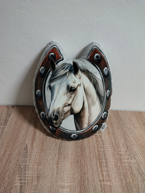 Bílý kůň podkova - 3D polštář — foto 2