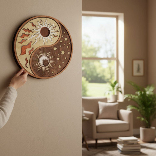 Dřevěný Obraz Yin Yang — foto 5