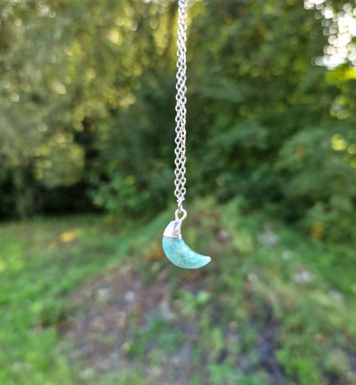 Amazonit*půlměsíc*náhrdelník*ocel — foto 4