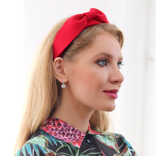 Čelenka Beatrice - vlna, červená — foto 3