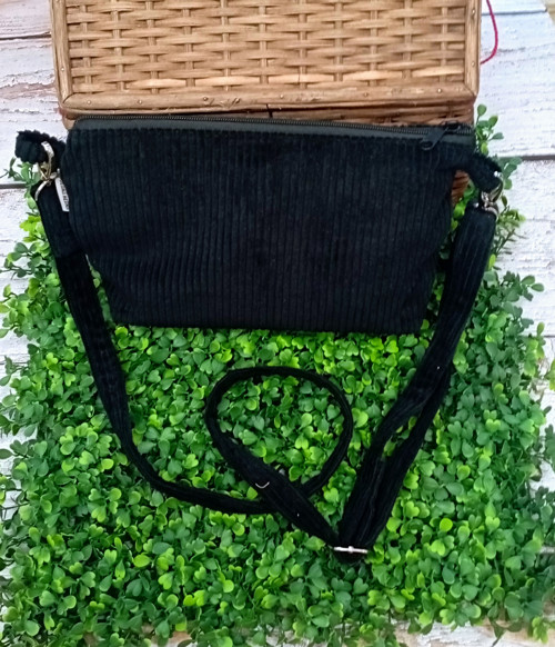 Manšestrová taška-Crossbody černá — foto 2
