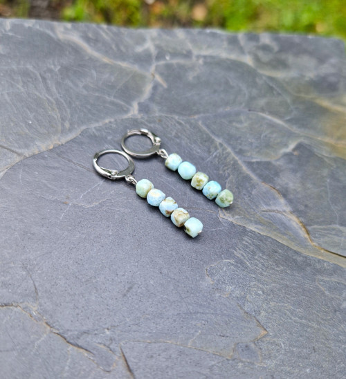 Larimar*kostičky*náušnice*chir.ocel — foto 3
