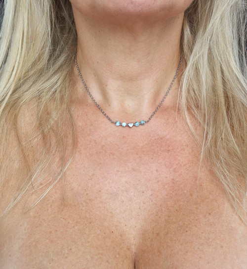 Náhrdelník*larimar*kostičky*chir.ocel — foto 2