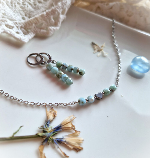 Náhrdelník*larimar*kostičky*chir.ocel — foto 4