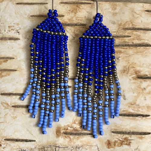 Šité Boho Náušnice - Modré — foto 3