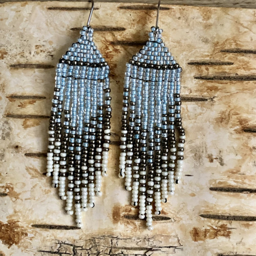 Šité Boho Náušnice - Světle Modré — foto 3