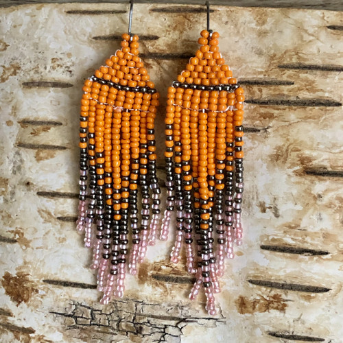 Šité Boho Náušnice - Oranžové — foto 2