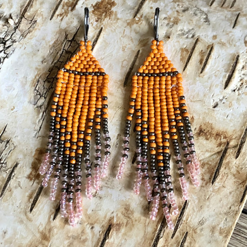 Šité Boho Náušnice - Oranžové — foto 3