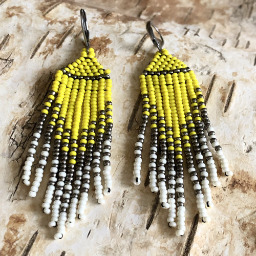 ŠITÉ BOHO NÁUŠNICE - ŽLUTÉ — foto 3