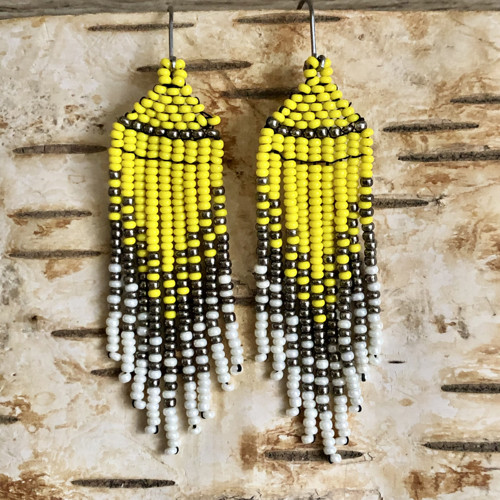 ŠITÉ BOHO NÁUŠNICE - ŽLUTÉ — foto 2