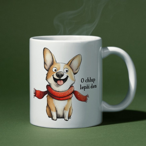O chlup lepší den - corgi - Hrníček — foto 3