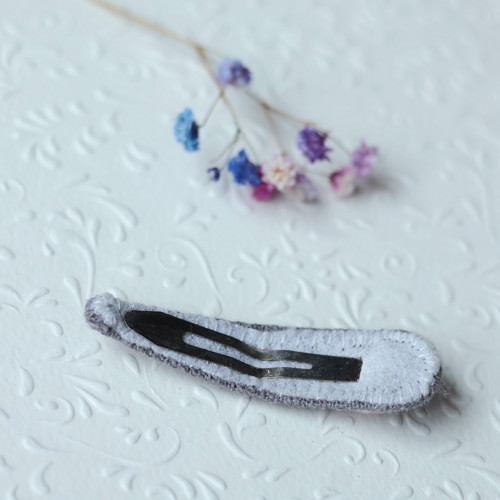 Lněná vyšívaná sponka - Grey — foto 2