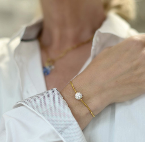 Basic náramek zlatý s shamballa kuličkou — foto 4
