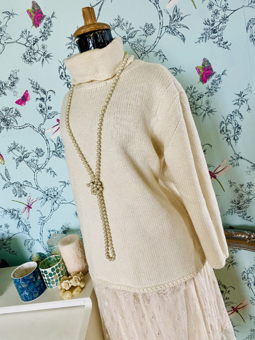 Svetr vlna ecru cream — foto 4