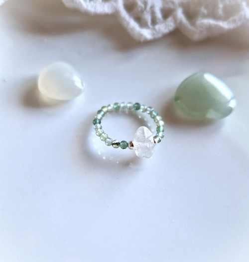 Diamant Herkimer*zelený ametyst*Ag*prsten — foto 2