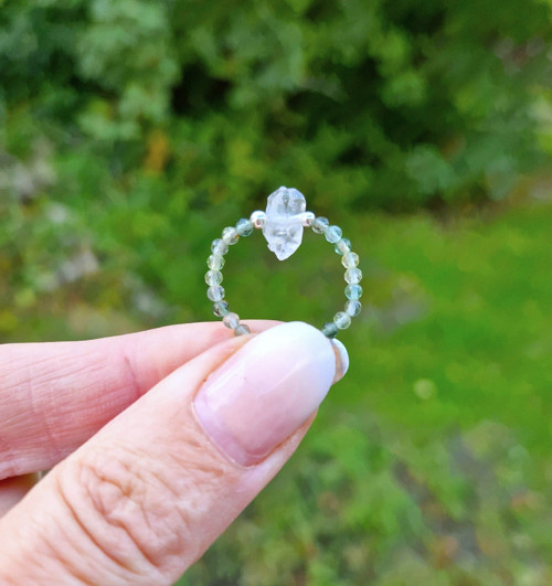 Diamant Herkimer*zelený ametyst*Ag*prsten — foto 5