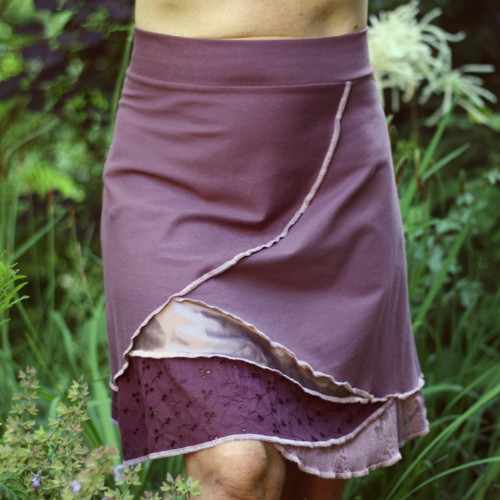 "Patchworková" sukně tlumená purpurová, vel. M — foto 4