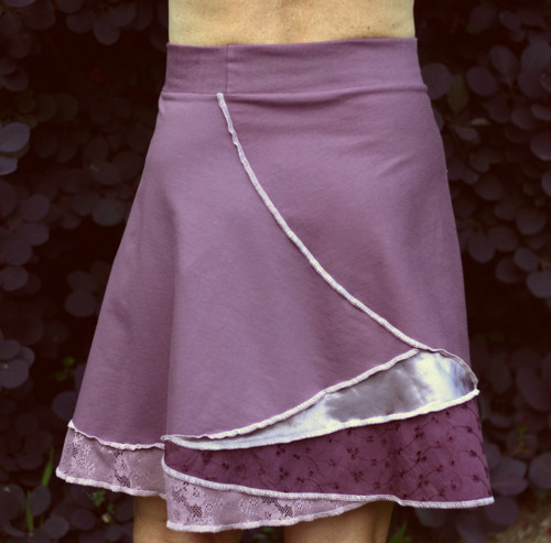 "Patchworková" sukně tlumená purpurová, vel. M — foto 6