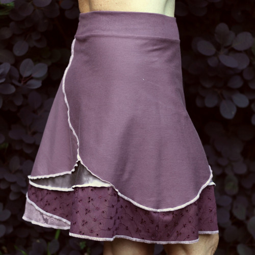 "Patchworková" sukně tlumená purpurová, vel. M — foto 5