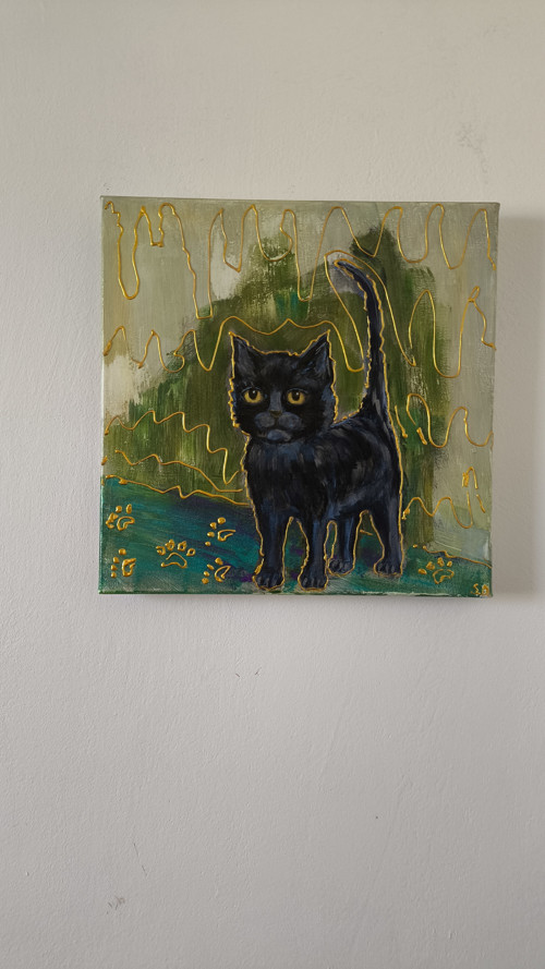Černá kočka 40×40 cm — foto 2