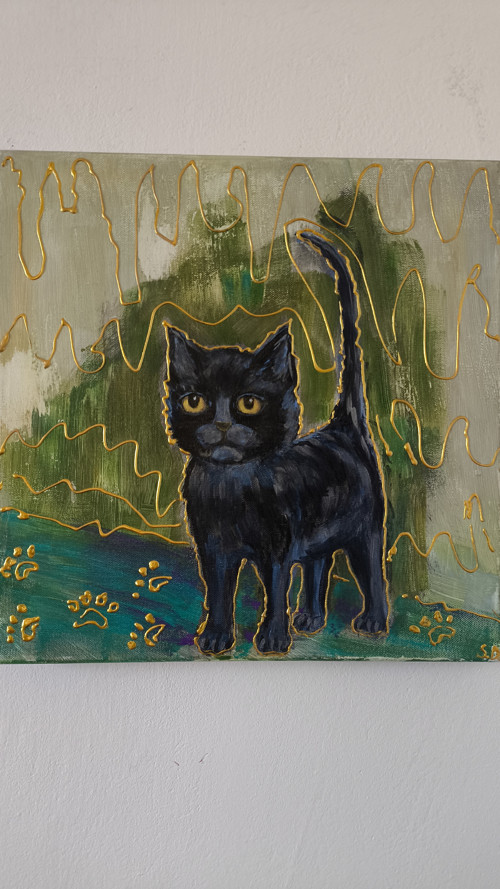 Černá kočka 40×40 cm — foto 3