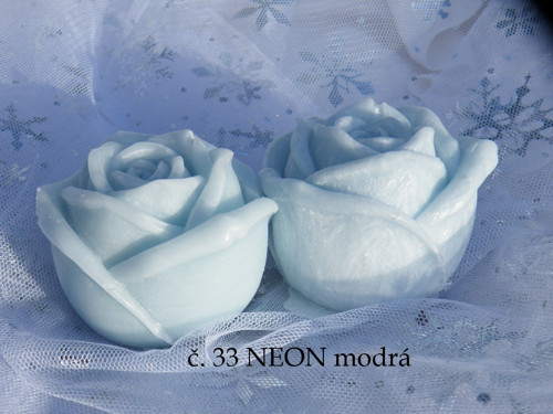 Palmové svíčky 4ks ø5,6 ↑8cm neon MODRÁ — foto 3